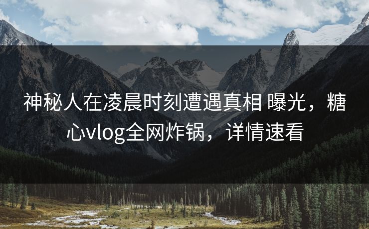 神秘人在凌晨时刻遭遇真相 曝光，糖心vlog全网炸锅，详情速看