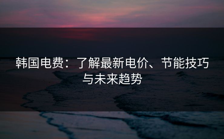 韩国电费:了解最新电价、节能技巧与未来趋势 韩国电费:了解最新电价、节能技巧与未来趋势