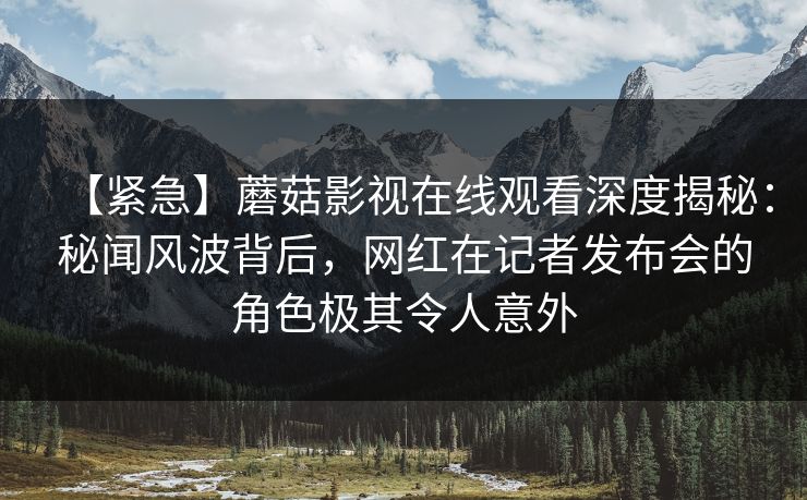 【紧急】蘑菇影视在线观看深度揭秘:秘闻风波背后,网红在记者发布会的角色极其令人意外 【紧急】蘑菇影视在线观看深度揭秘:秘闻风波背后,网红在记者发布会的角色极其令人意外